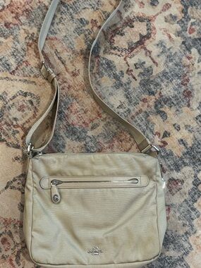 Coach Beige Nylon Crossbody Bag with Silver Hardware - Rare